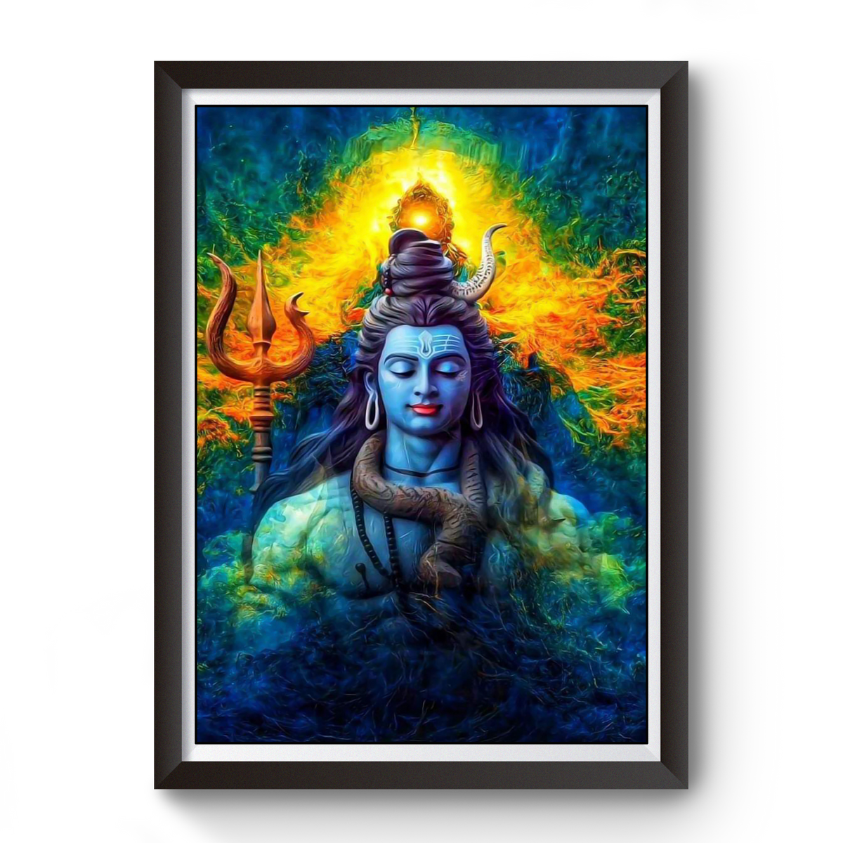 Colorful Mahadev Black Wooden Photo Frame divine-frames