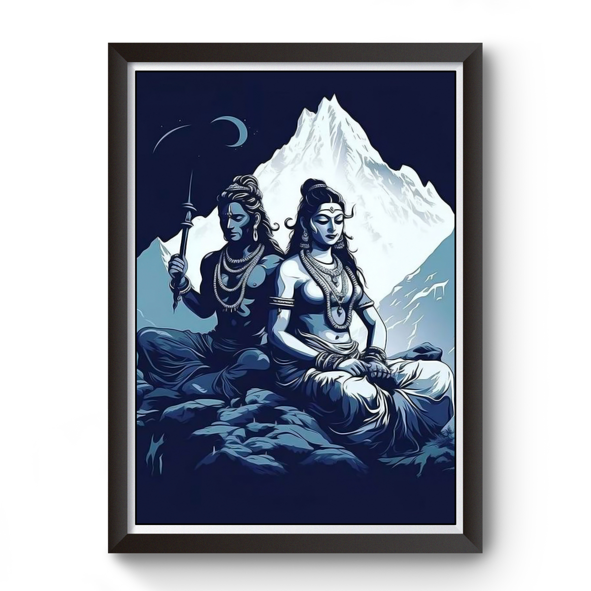 Creative Lord Mahadev And Maa Parvati Wooden Photo Frame divine-frames