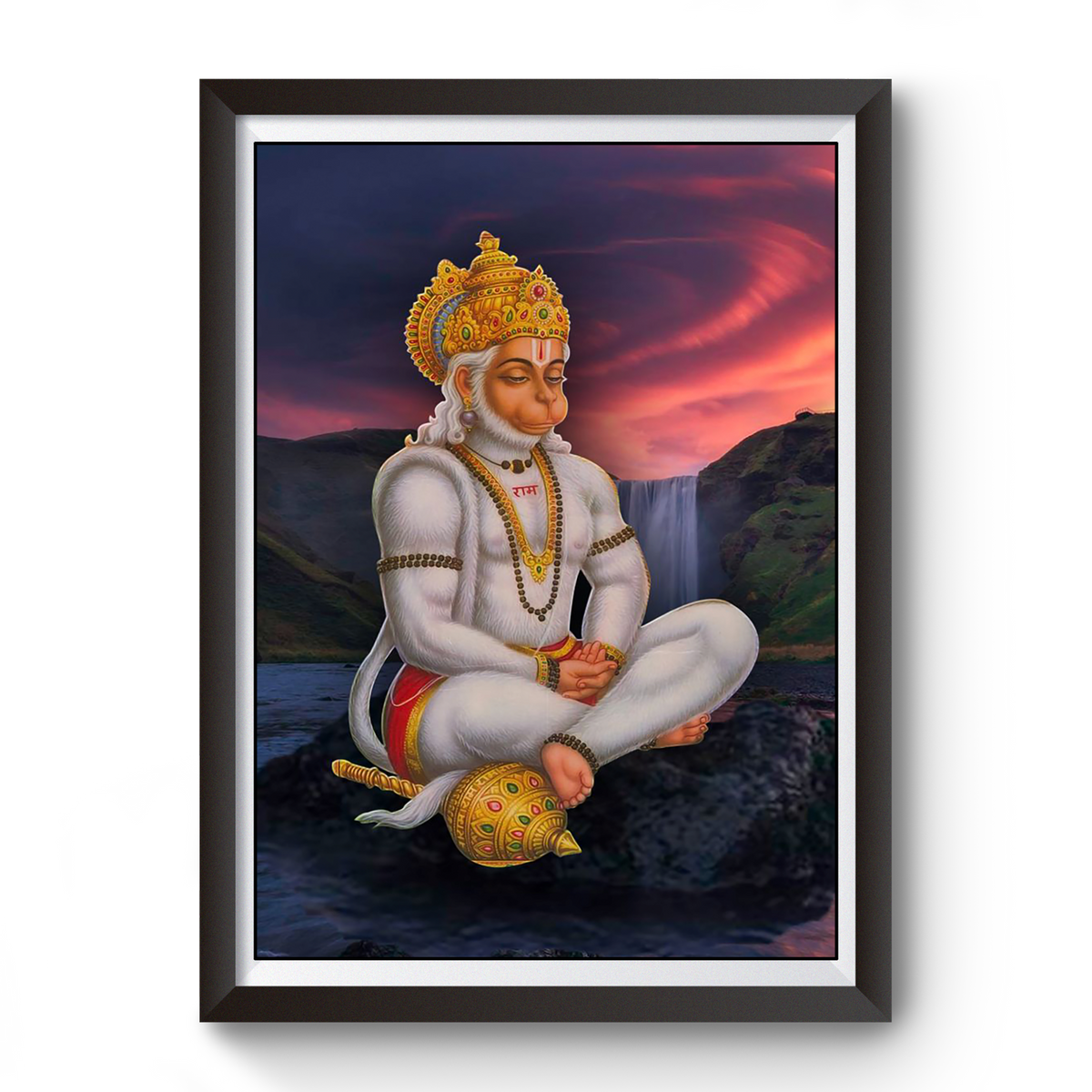 Hanuman black wooden photo frame divine-frames