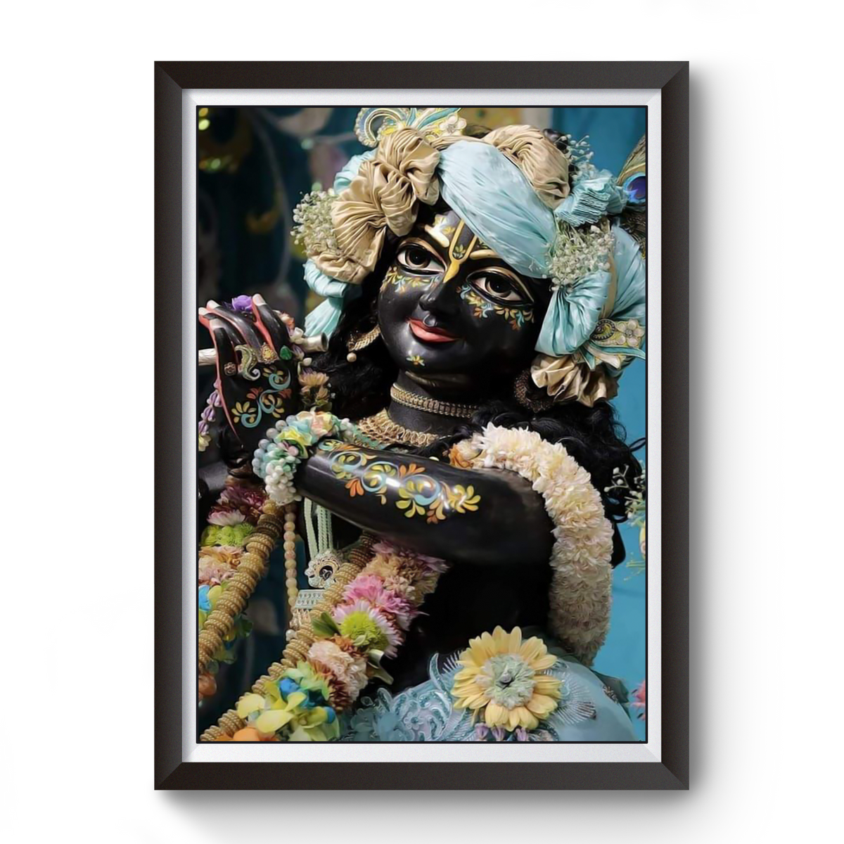 ISCON Shri Krishna Wooden Frame Black divine-frames