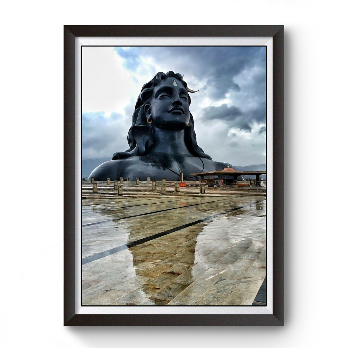 Lord Adiyogi Mahadev Black Wooden Photo Frame divine-frames