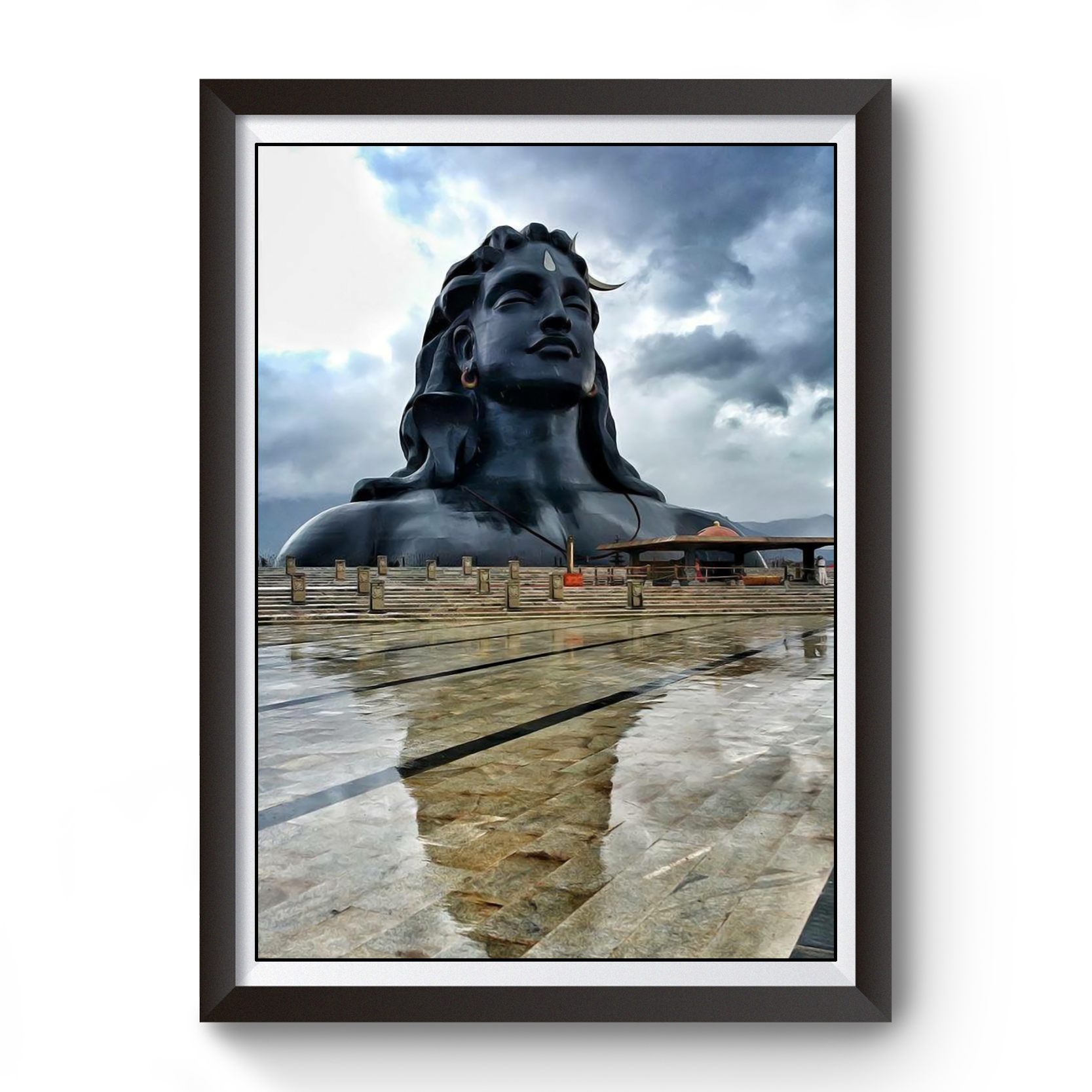 Lord Adiyogi Mahadev Black Wooden Photo Frame divine-frames