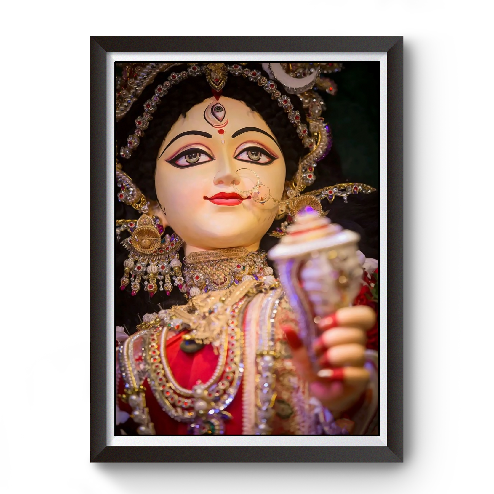 Maa Durga Black Wooden Photo Frame divine-frames