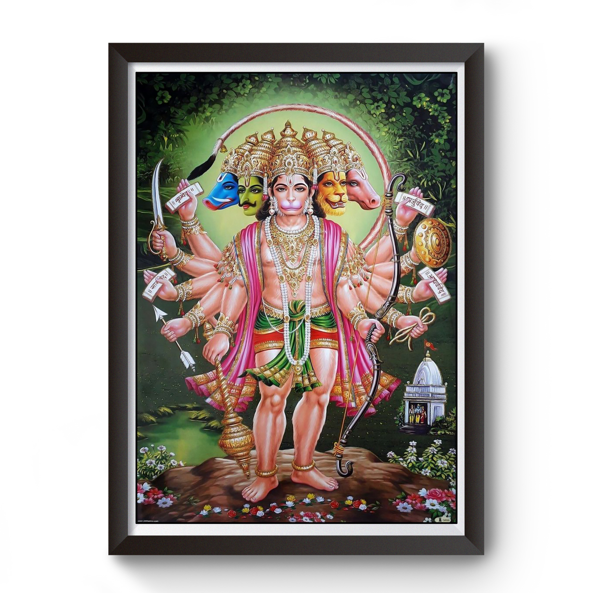 Panchmukhi Hanuman black wooden photo frame divine-frames