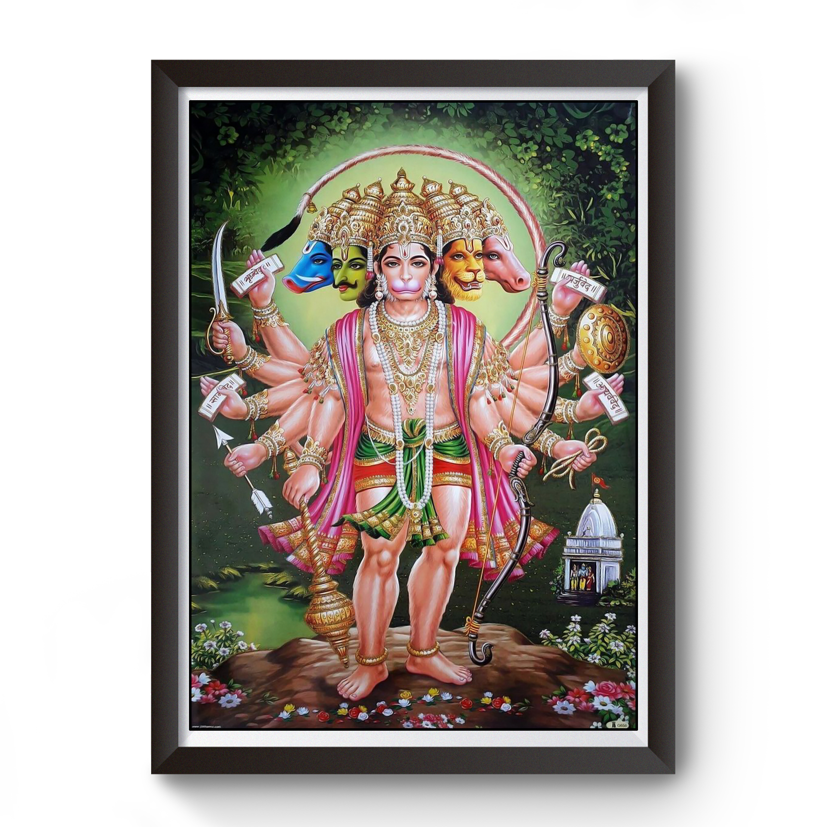 Panchmukhi Hanuman black wooden photo frame divine-frames