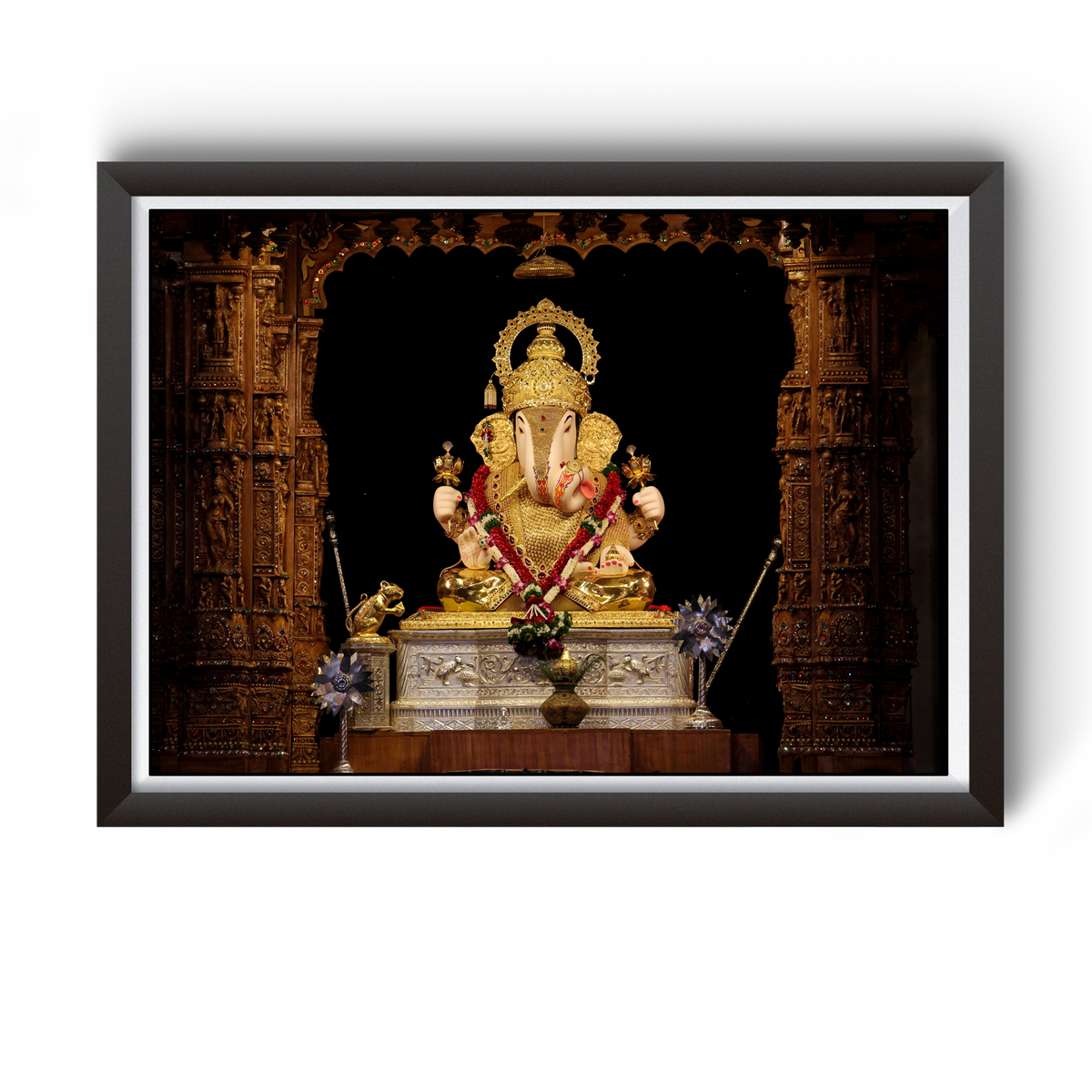 Shri Dagadu Sheth Halwai Ganpati Bappa Black Photot Frame divine-frames