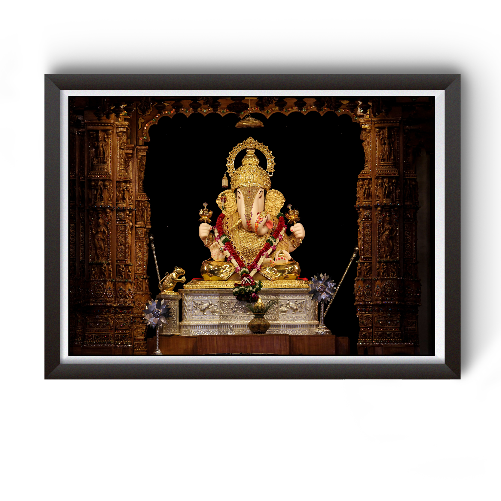 Shri Dagadu Sheth Halwai Ganpati Bappa Black Photot Frame divine-frames