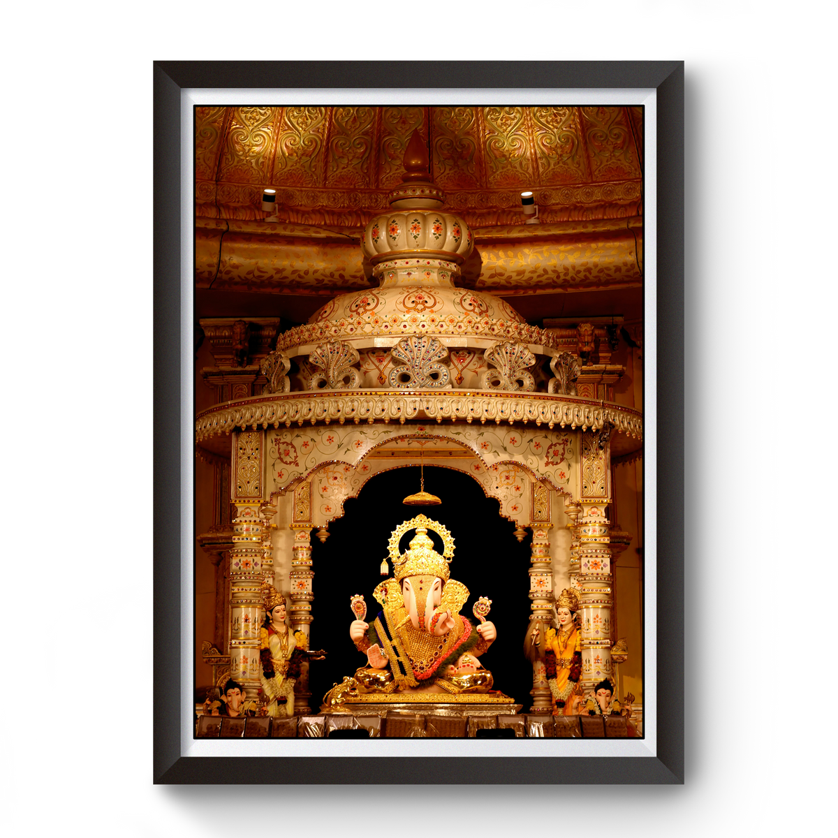 Shri Dagadu Sheth Halwai Ganpati Bappa Black Photot Frame divine-frames