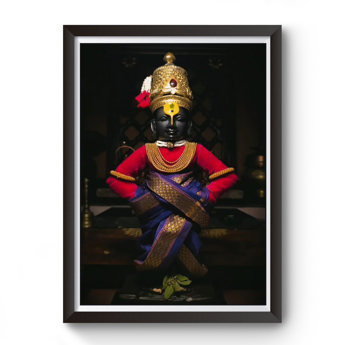 Shri Hari Vitthal Devay Black Wooden Photo Frame divine-frames