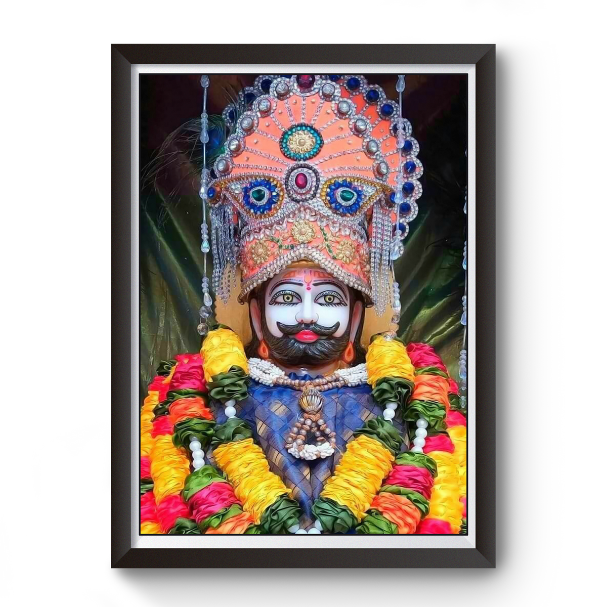 Shri Khatu Shyam Baba Black Wooden Photo Frame divine-frames