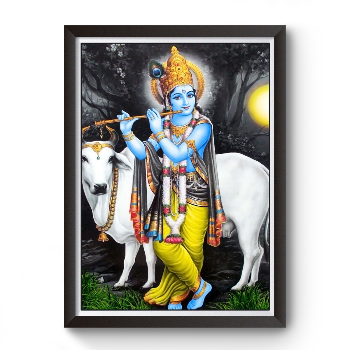 Shri Krishna Black Wooden Photo Frame divine-frames