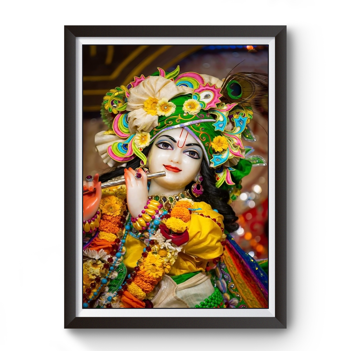 Shri Krishna Black Wooden Photo Frame divine-frames