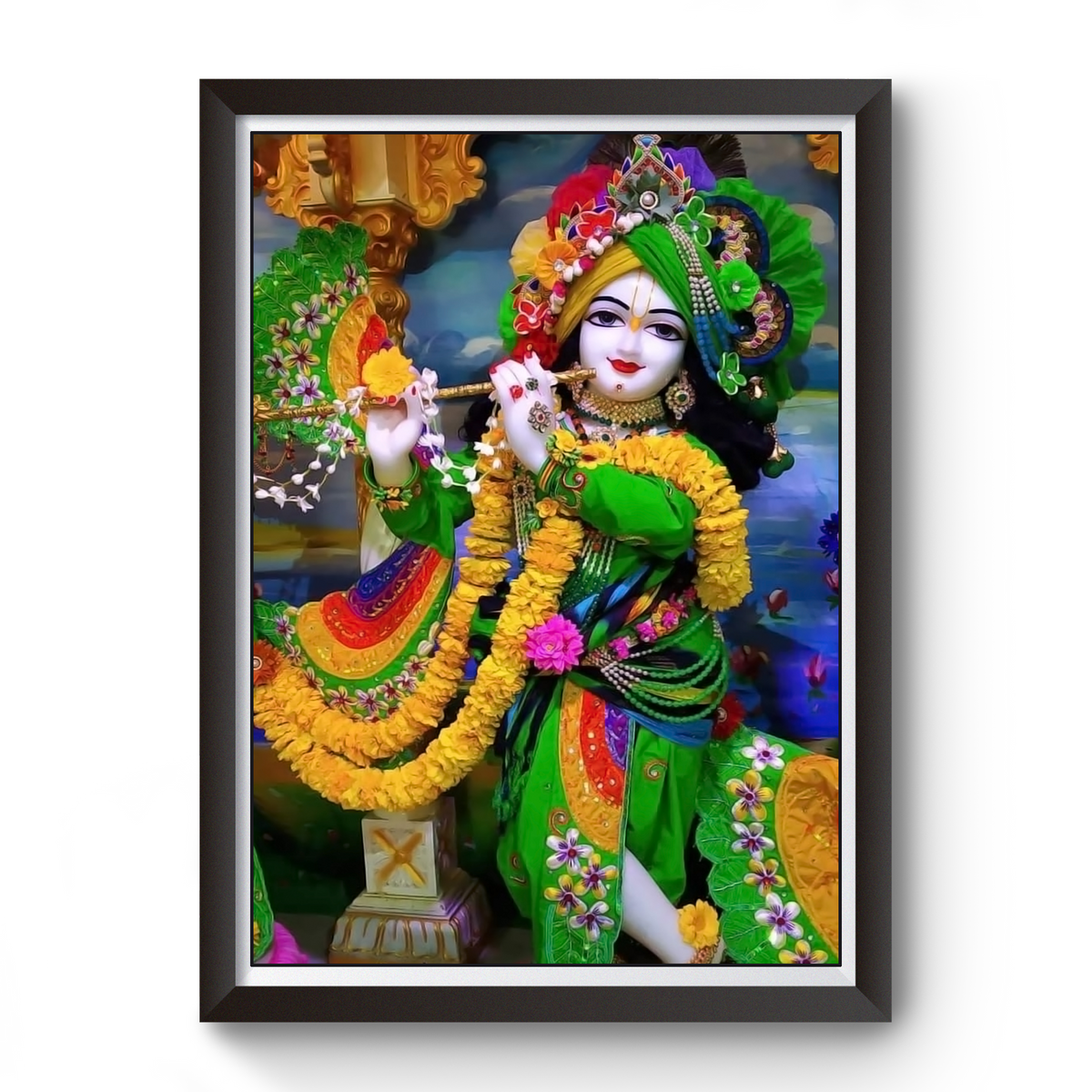 Shri Krishna Black Wooden Photo Frame divine-frames