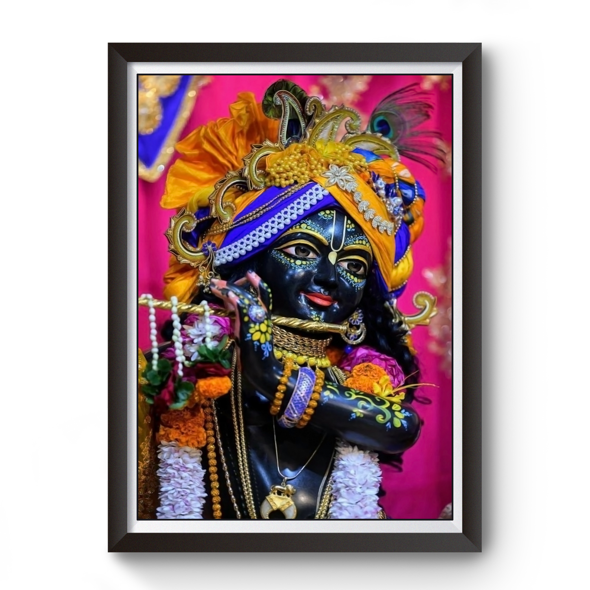 Shri Krishna Black Wooden Photo Frame divine-frames