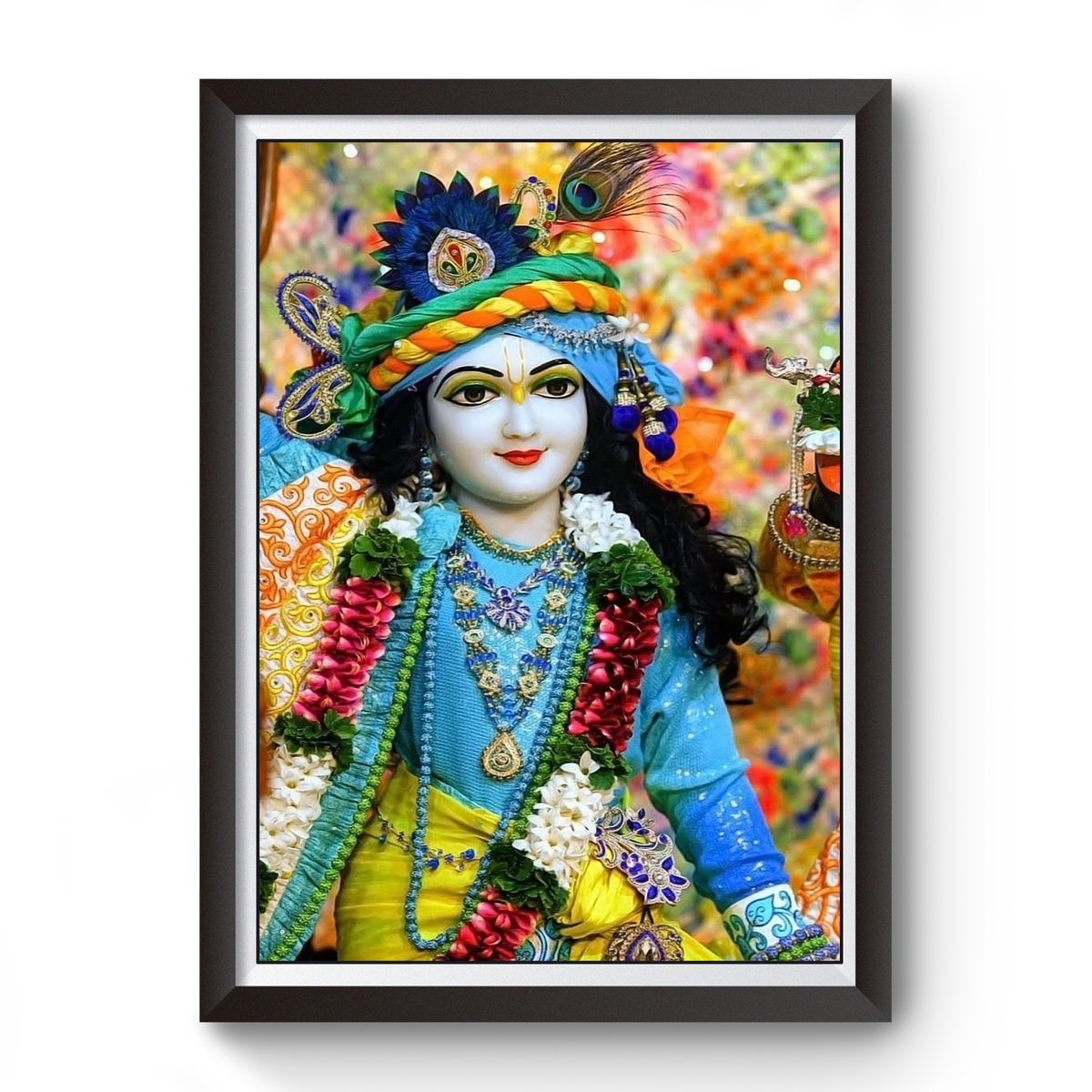 Shri Krishna Black Wooden Photo Frame divine-frames