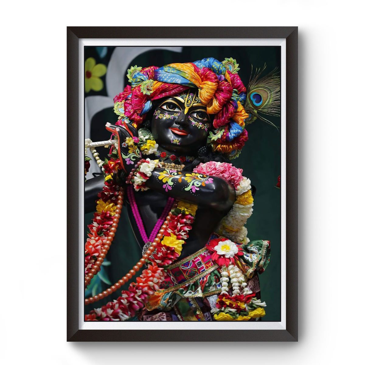 Shri Krishna Black Wooden Photo Frame divine-frames