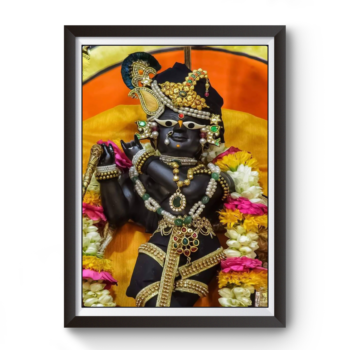 Shri Radha Raman Thakurji Black Wooden Photo Frame divine-frames