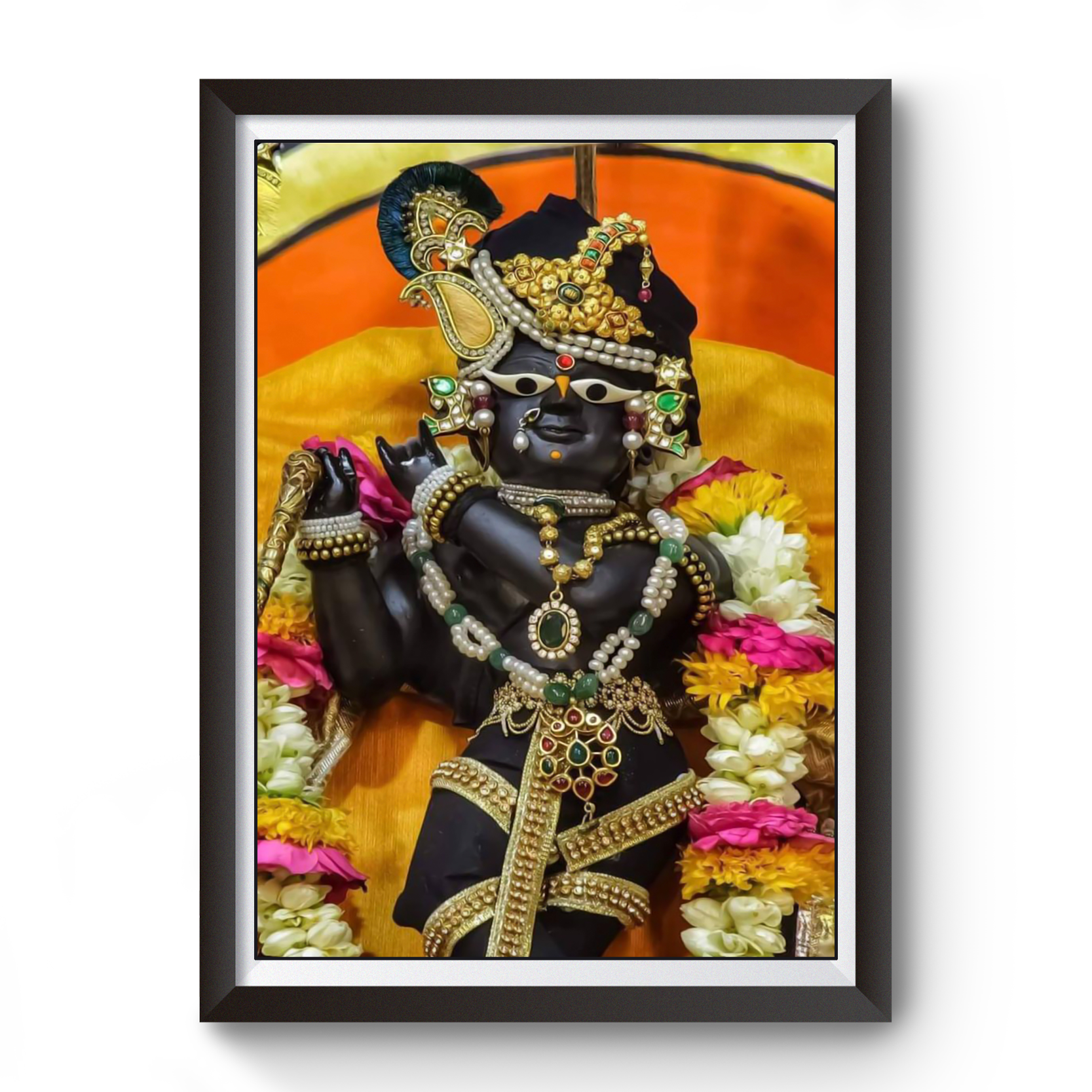 Shri Radha Raman Thakurji Black Wooden Photo Frame divine-frames