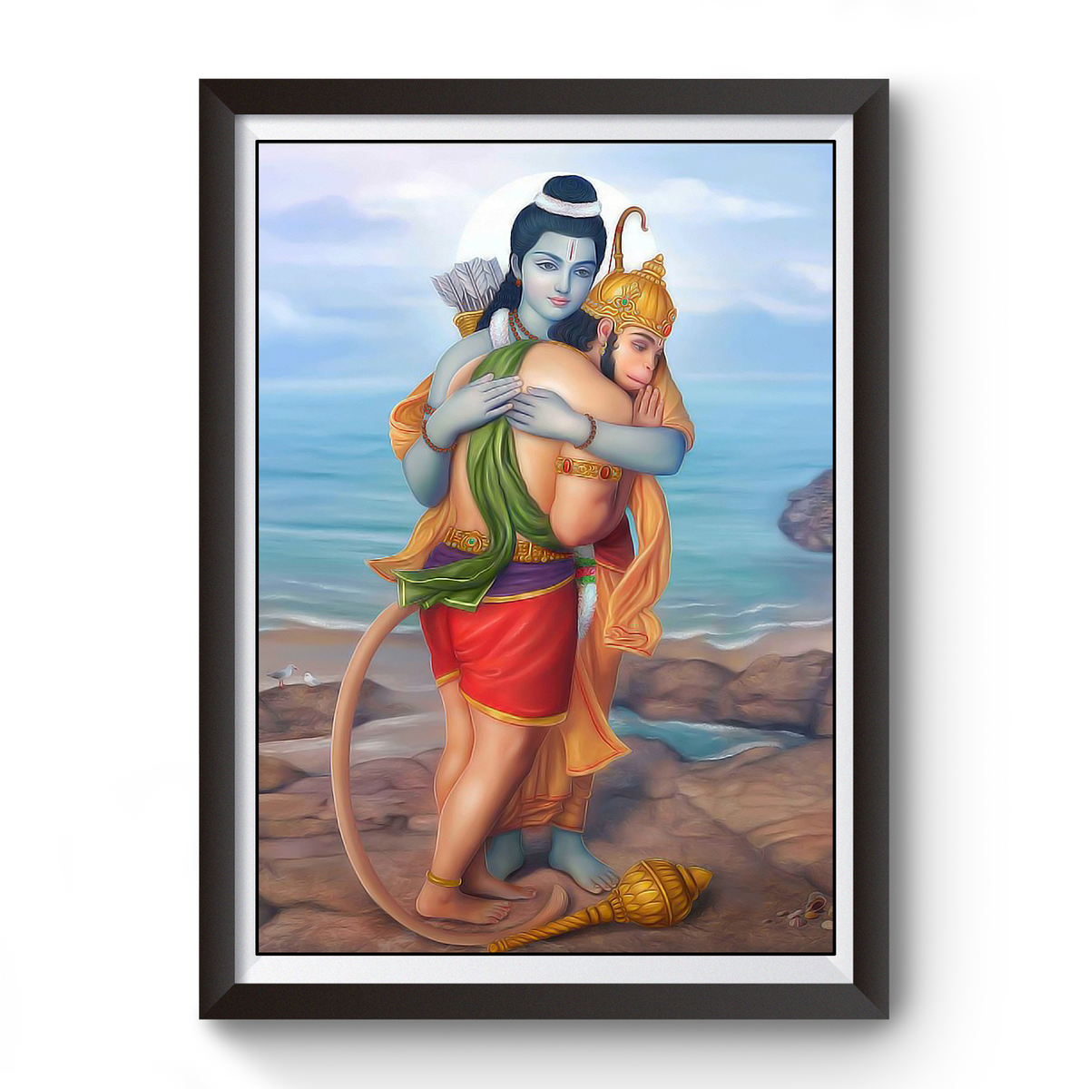 Shri Ram Hanuman Milap wooden frame divine-frames