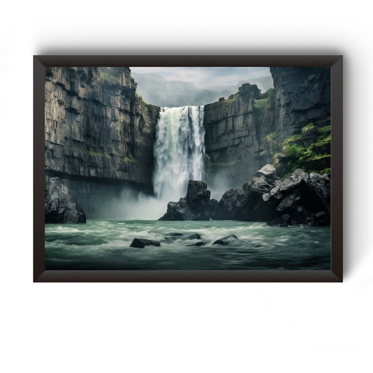 Vastu Nature Waterfall Black Wooden Photo Frame divine-frames