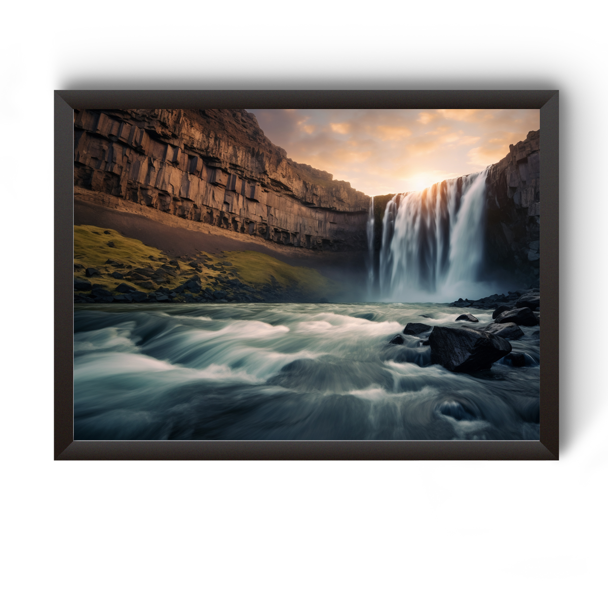 Vastu Nature Waterfall Black Wooden Photo Frame divine-frames