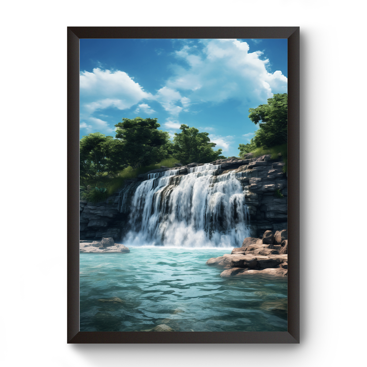 Vastu Nature Waterfall Black Wooden Photo Frame divine-frames