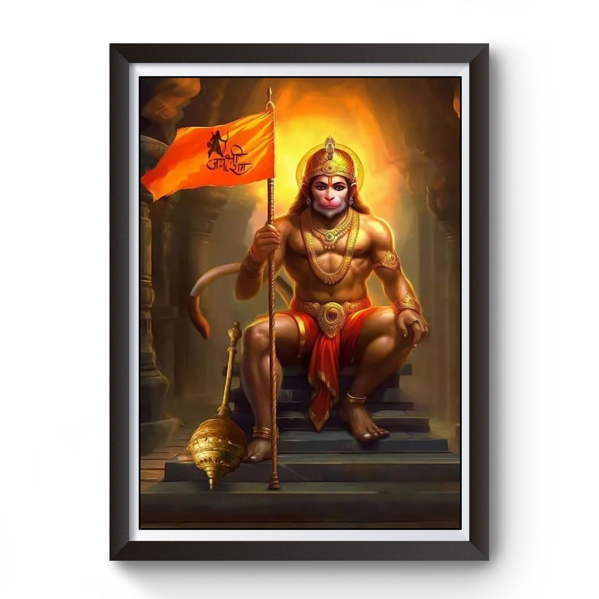 artistic Shri ram bhakt Hanuman wooden photo frame divine-frames