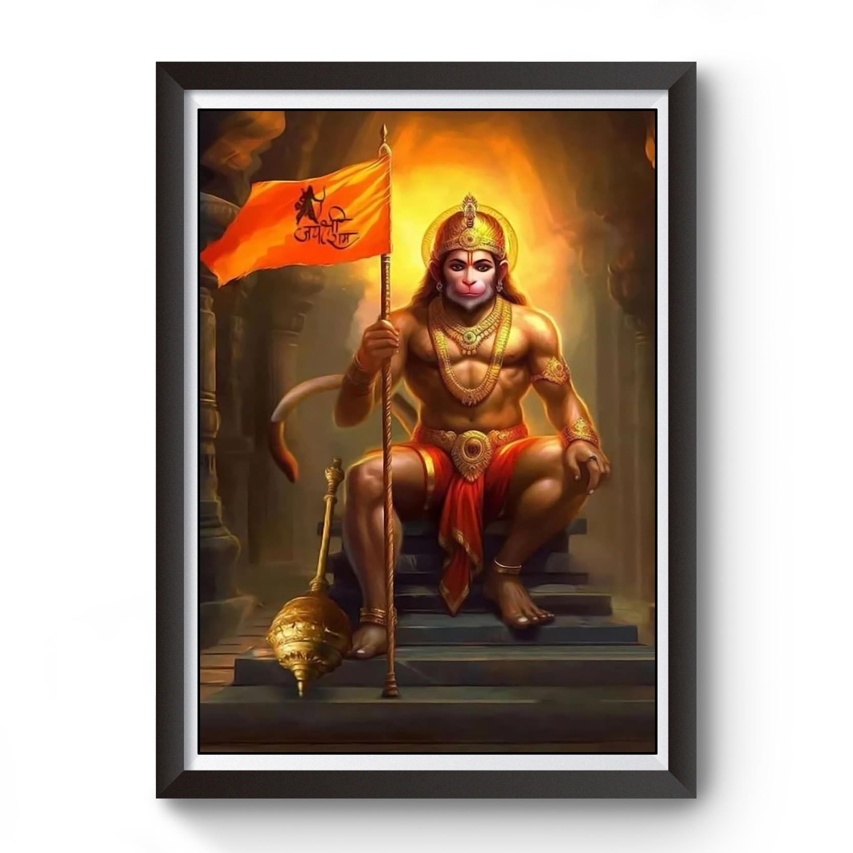 artistic Shri ram bhakt Hanuman wooden photo frame divine-frames